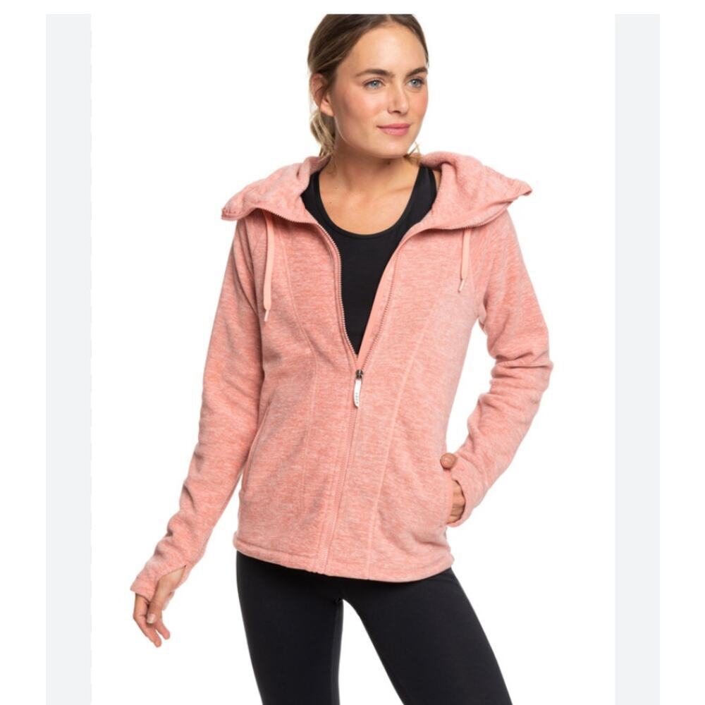 Roxy Pink Fleece Zip Sweater Size Small